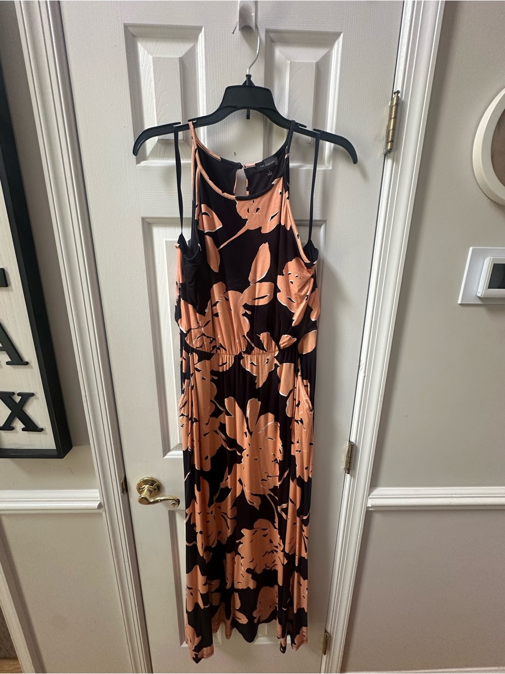 The Limited Black Maxi Dress with Peach Floral Print